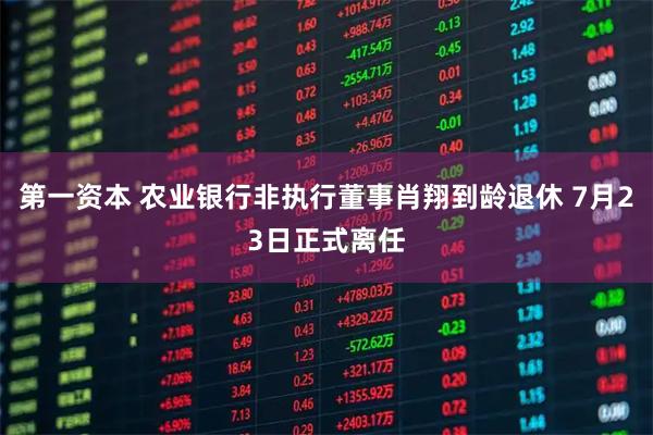 第一资本 农业银行非执行董事肖翔到龄退休 7月23日正式离任